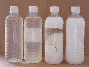 Coconut Oil in stages from liquid to solid. 